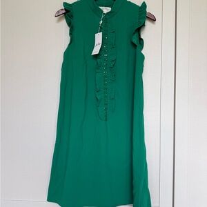 Lilly Pulitzer Emerald Green Ruffled Front Sleeveless Midi Dress